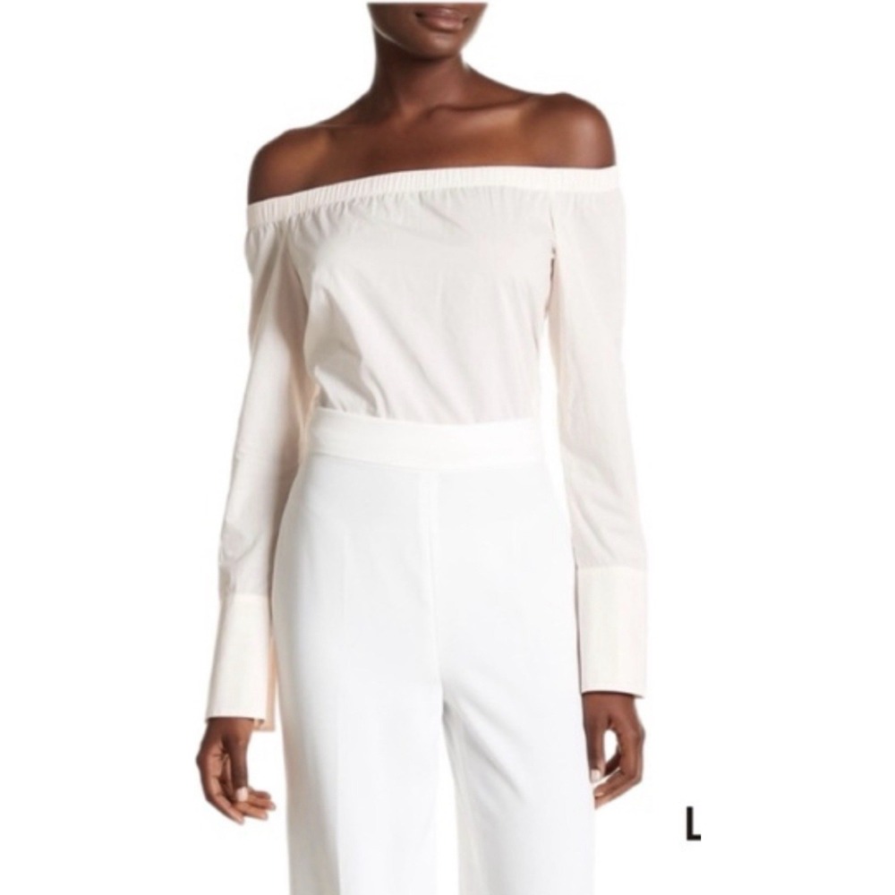 NEW Lafayette 148 New York Sea Amy Off Shoulder Blouse in White Size XXL